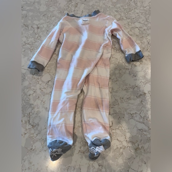 Burt’s Bees, 3–6 months, Footie pink and white striped - Picture 3 of 8
